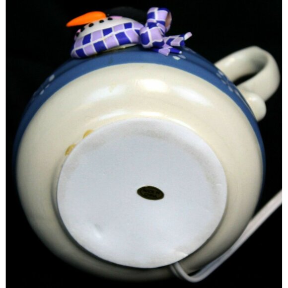 Blue Let it Snow Candle Lamp Snowman Face Snowflakes Handle Jug Winter Xmas - Picture 11 of 12